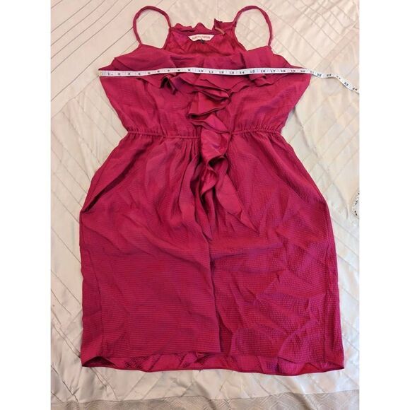 Rebecca Taylor fuschia ruffle front sleeveless silk dress sz 12 euc - Picture 6 of 6